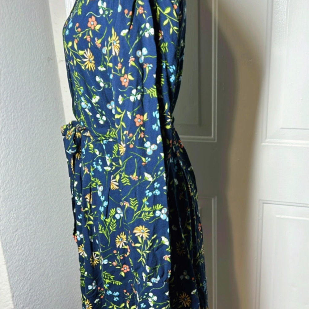 J. Jill Dark Blue Floral Long Sleeve Dress - Picture 7 of 10
